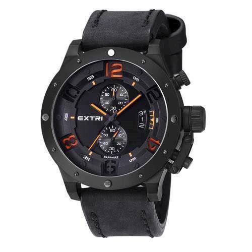 Image of Extreme mat IP sort rustfri stål Miyota OS11 quartz med chronograph Herre ur fra EXTRI, X3005-A